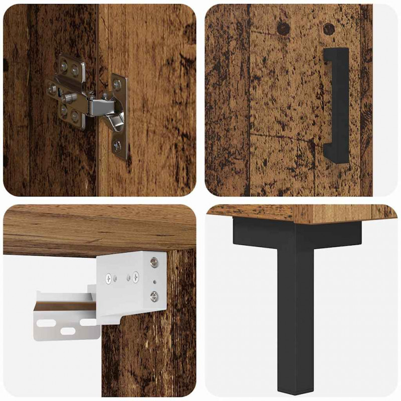 Highboard 2 pcs Stare drewno Materiał drewnopochodny
