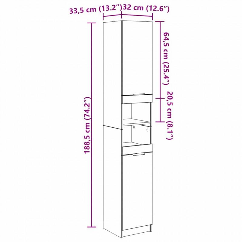 Zestaw Szafek Łazienkowych z półką Z lustrem 3 pcs Stare drewno