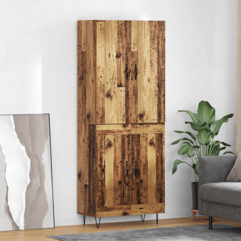 Highboard 2 pcs Stare drewno Materiał drewnopochodny