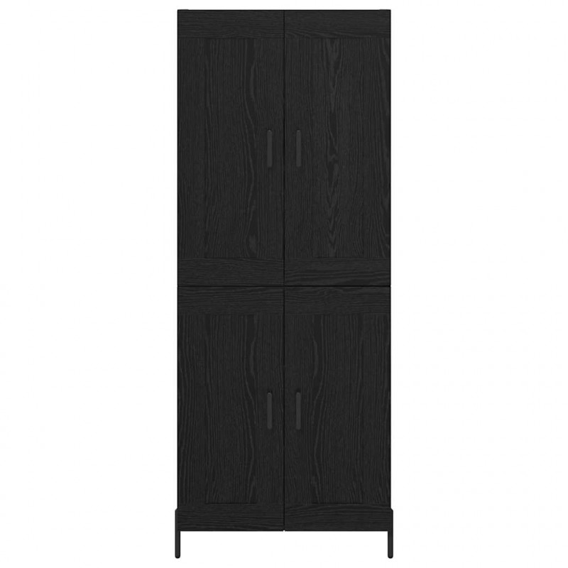 Highboard 2 pcs Czarny Dąb Materiał drewnopochodny