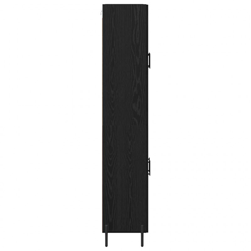 Highboard 2 pcs Czarny Dąb Materiał drewnopochodny