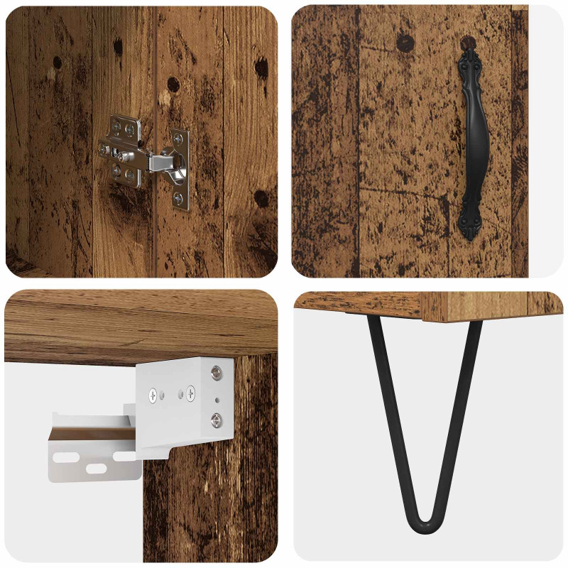 Highboard 2 pcs Stare drewno Materiał drewnopochodny