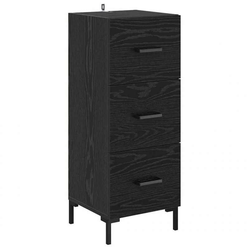 Highboard Czarny Dąb 34,5 x 34 x 180 cm Materiał drewnopochodny