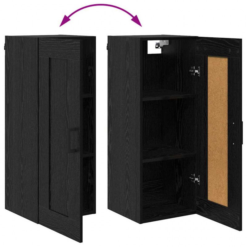 Highboard Czarny Dąb 34,5 x 34 x 180 cm Materiał drewnopochodny