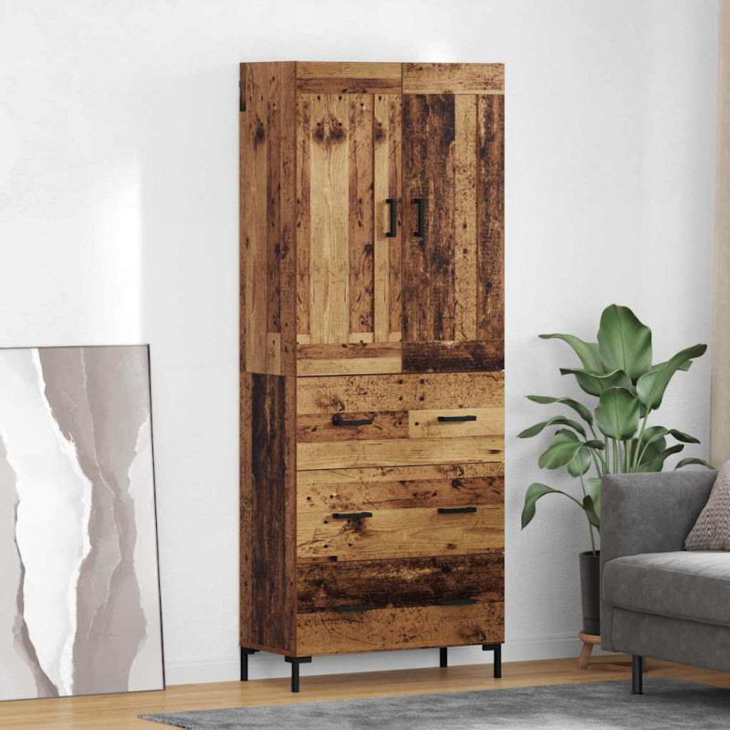 Highboard z szufladą 2 pcs Stare drewno Materiał drewnopochodny