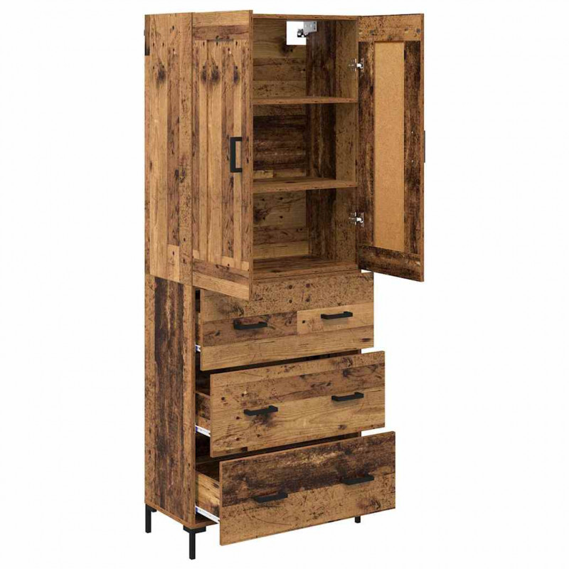 Highboard z szufladą 2 pcs Stare drewno Materiał drewnopochodny