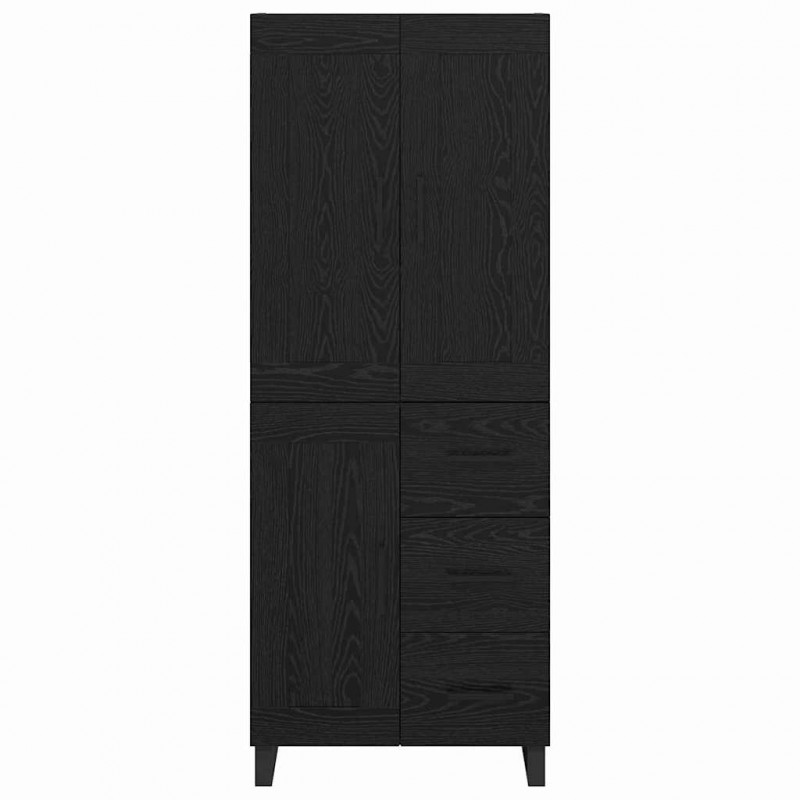 Highboard Czarny Dąb 69,5 x 34 x 180 cm Materiał drewnopochodny
