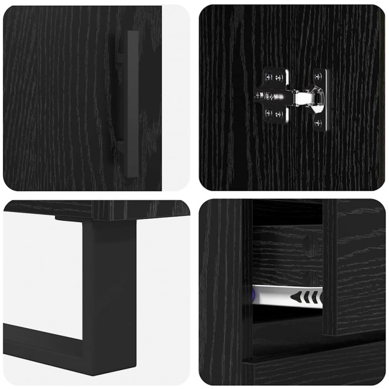 Highboard Czarny Dąb 69,5 x 34 x 180 cm Materiał drewnopochodny
