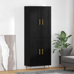 Highboard Czarny Dąb 69,5 x 34 x 180 cm Materiał drewnopochodny