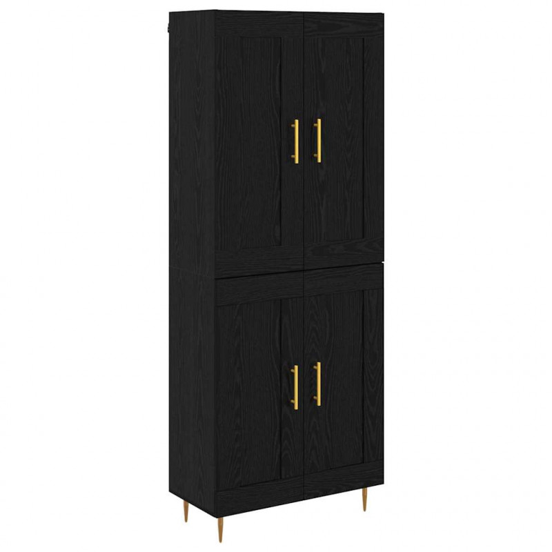 Highboard Czarny Dąb 69,5 x 34 x 180 cm Materiał drewnopochodny
