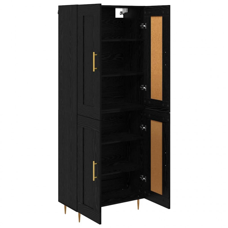 Highboard Czarny Dąb 69,5 x 34 x 180 cm Materiał drewnopochodny