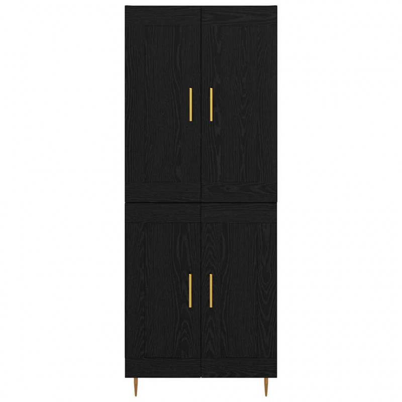 Highboard Czarny Dąb 69,5 x 34 x 180 cm Materiał drewnopochodny