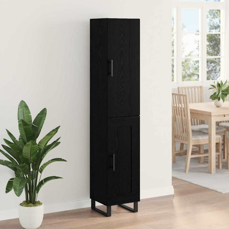 Highboard Czarny Dąb 34,5 x 34 x 180 cm Materiał drewnopochodny