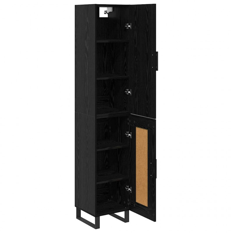 Highboard Czarny Dąb 34,5 x 34 x 180 cm Materiał drewnopochodny
