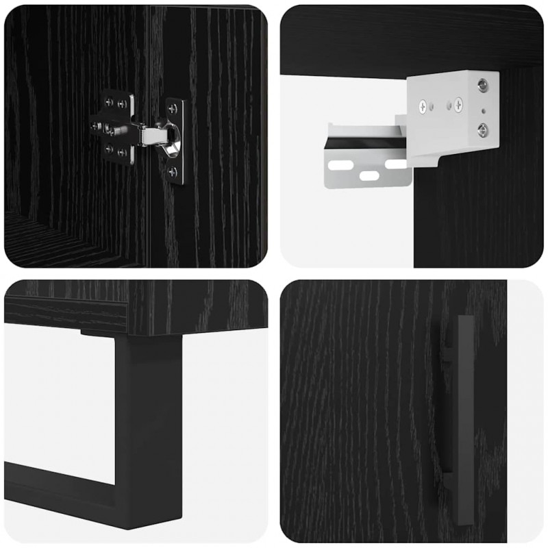 Highboard Czarny Dąb 34,5 x 34 x 180 cm Materiał drewnopochodny
