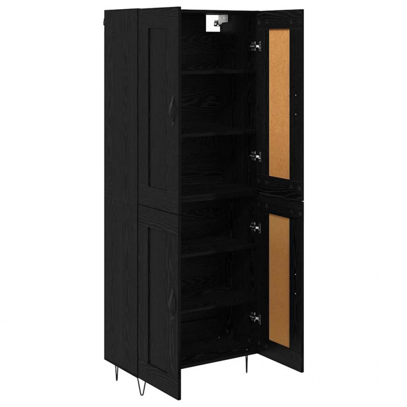 Highboard Czarny Dąb 69,5 x 34 x 180 cm Materiał drewnopochodny