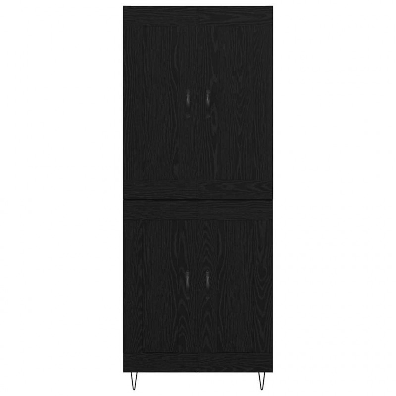 Highboard Czarny Dąb 69,5 x 34 x 180 cm Materiał drewnopochodny