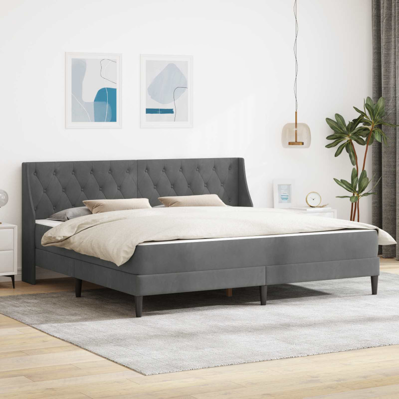 Rama łóżka z materacem Ciemnoszary 200 x 200 cm Aksamit