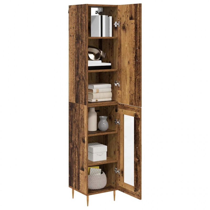 Highboard 2 pcs Stare drewno Materiał drewnopochodny