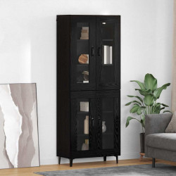 Highboard Czarny Dąb 69,5 x 34 x 180 cm Materiał drewnopochodny