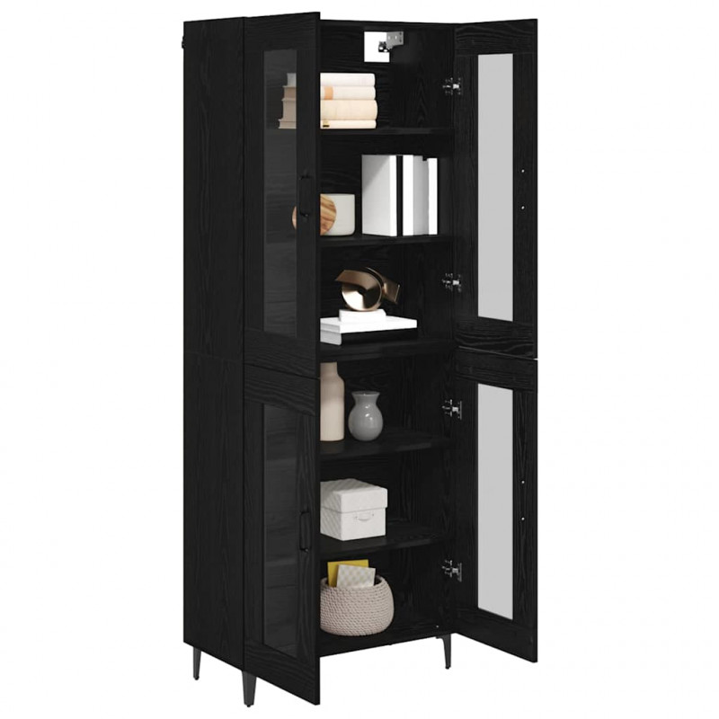 Highboard Czarny Dąb 69,5 x 34 x 180 cm Materiał drewnopochodny