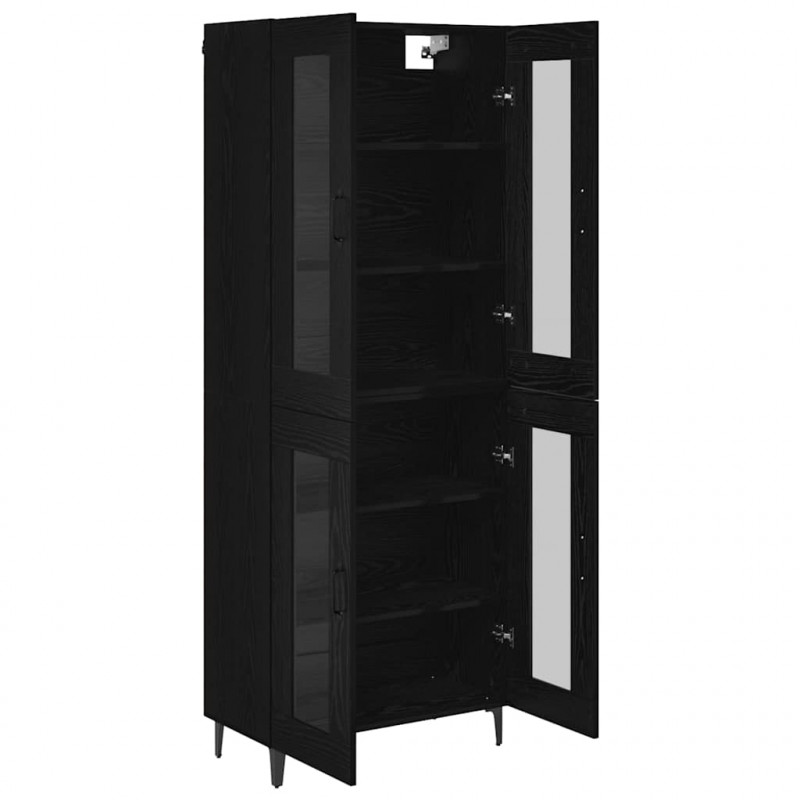 Highboard Czarny Dąb 69,5 x 34 x 180 cm Materiał drewnopochodny