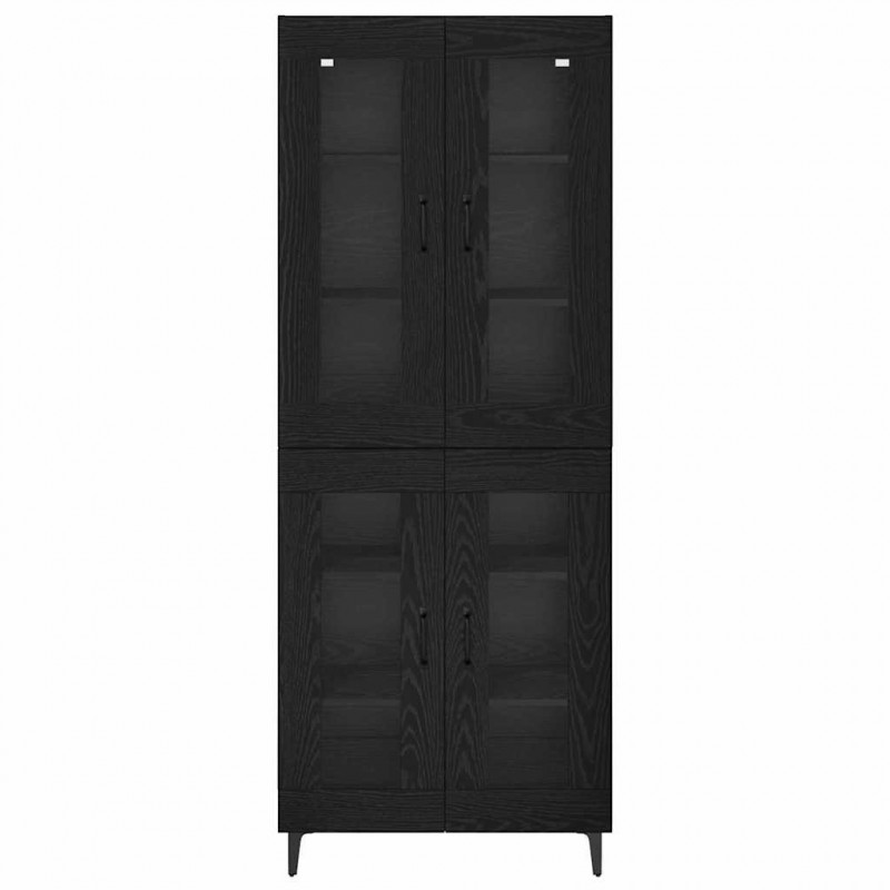Highboard Czarny Dąb 69,5 x 34 x 180 cm Materiał drewnopochodny