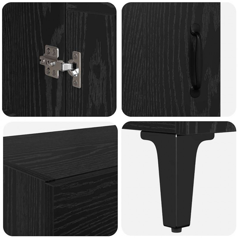 Highboard Czarny Dąb 69,5 x 34 x 180 cm Materiał drewnopochodny