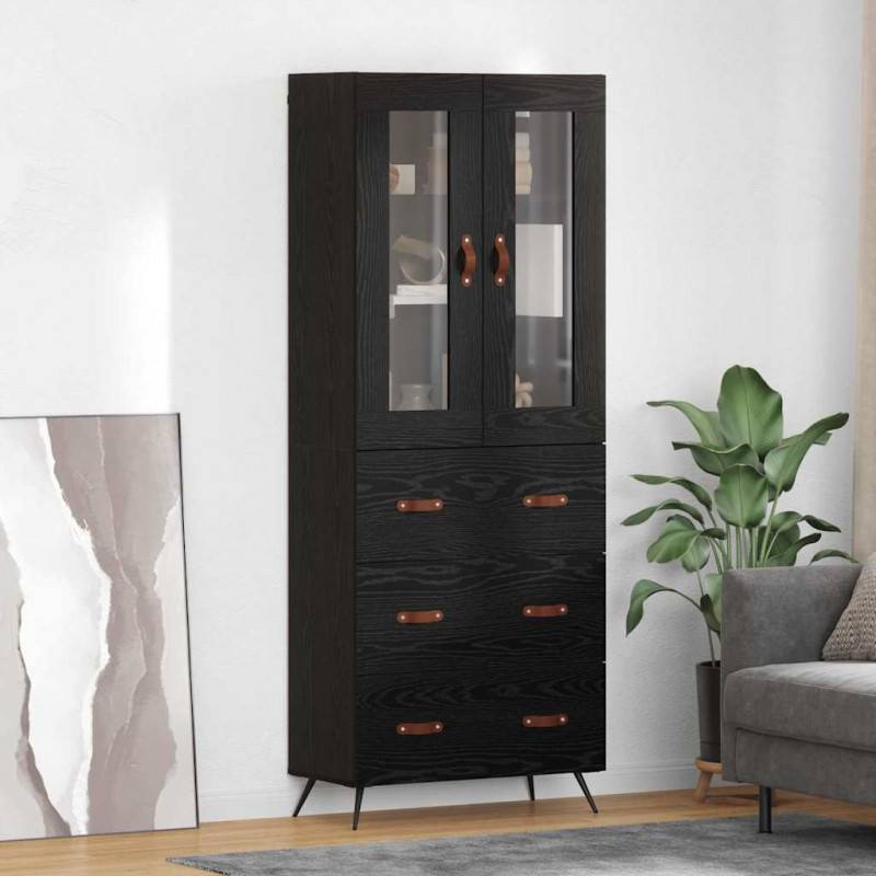 Szafka higiena z półką 2 pcs Czarny Dąb Materiał drewnopochodny