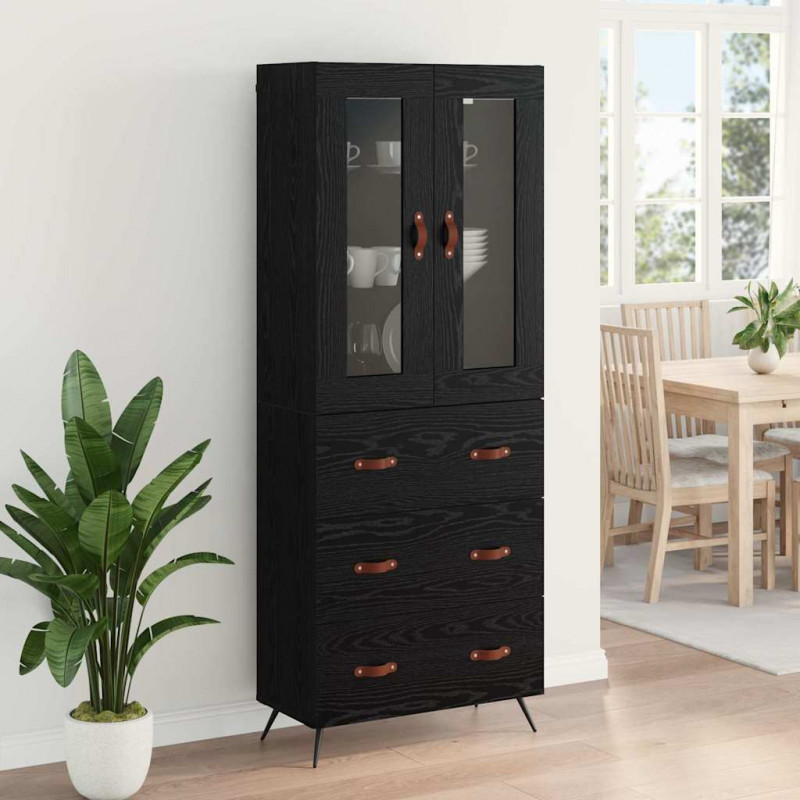 Szafka higiena z półką 2 pcs Czarny Dąb Materiał drewnopochodny