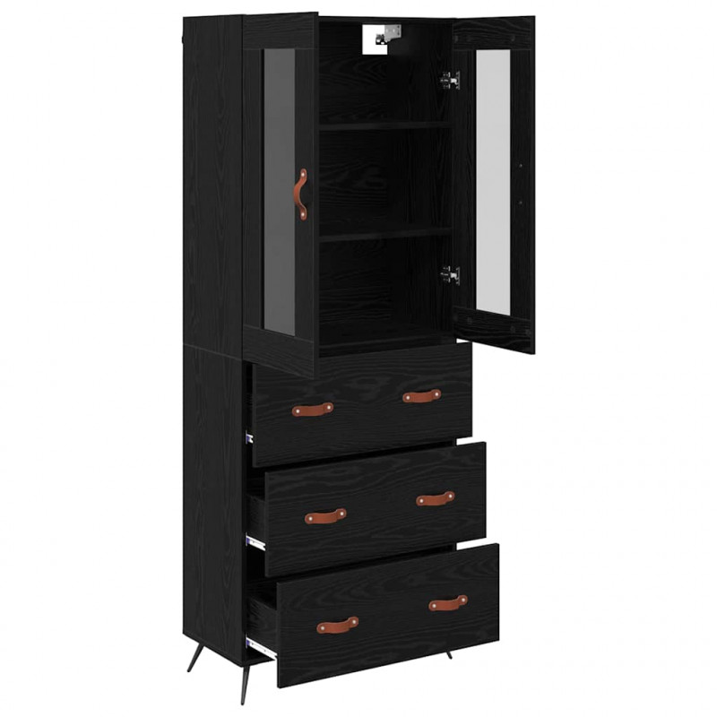 Szafka higiena z półką 2 pcs Czarny Dąb Materiał drewnopochodny