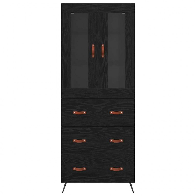Szafka higiena z półką 2 pcs Czarny Dąb Materiał drewnopochodny