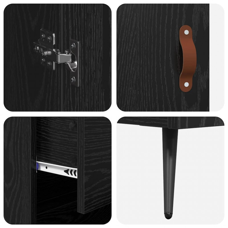 Szafka higiena z półką 2 pcs Czarny Dąb Materiał drewnopochodny