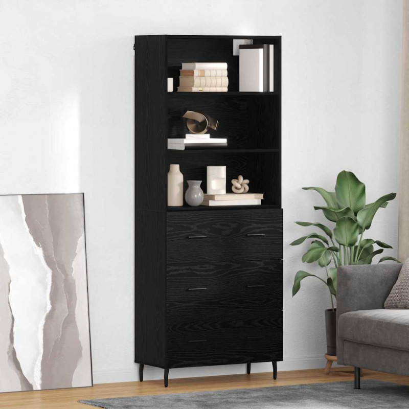 Highboard z szufladą Czarny Dąb 69,5 x 34 x 180 cm