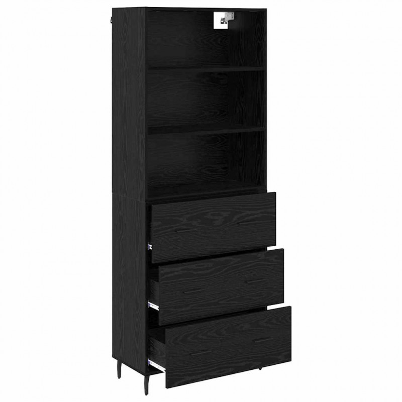 Highboard z szufladą Czarny Dąb 69,5 x 34 x 180 cm