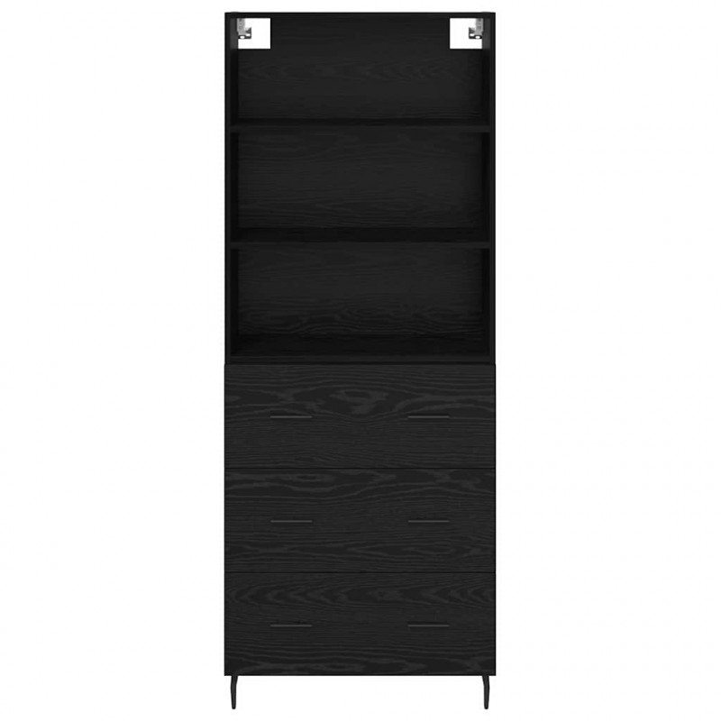 Highboard z szufladą Czarny Dąb 69,5 x 34 x 180 cm