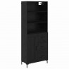 Highboard Czarny Dąb 69,5 x 34 x 180 cm Materiał drewnopochodny