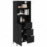 Highboard Czarny Dąb 69,5 x 34 x 180 cm Materiał drewnopochodny