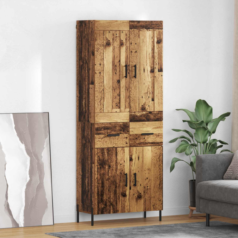 Highboard 2 pcs Stare drewno Materiał drewnopochodny