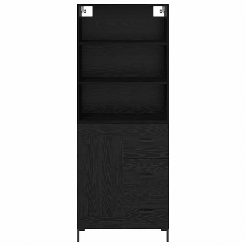 Highboard Czarny Dąb 69,5 x 34 x 180 cm Materiał drewnopochodny