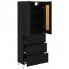 Highboard Czarny Dąb 69,5 x 34 x 180 cm Materiał drewnopochodny