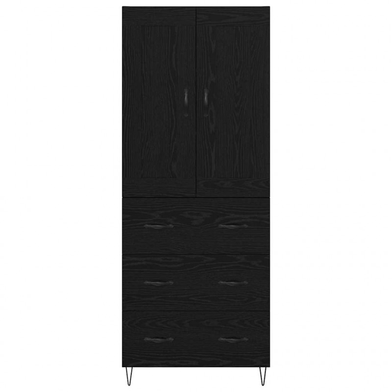 Highboard Czarny Dąb 69,5 x 34 x 180 cm Materiał drewnopochodny