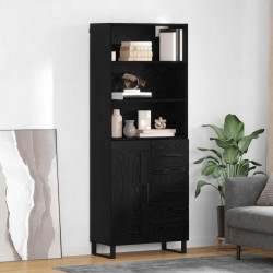 Highboard Czarny Dąb 69,5 x 34 x 180 cm Materiał drewnopochodny