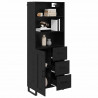 Highboard Czarny Dąb 69,5 x 34 x 180 cm Materiał drewnopochodny