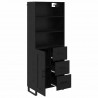 Highboard Czarny Dąb 69,5 x 34 x 180 cm Materiał drewnopochodny