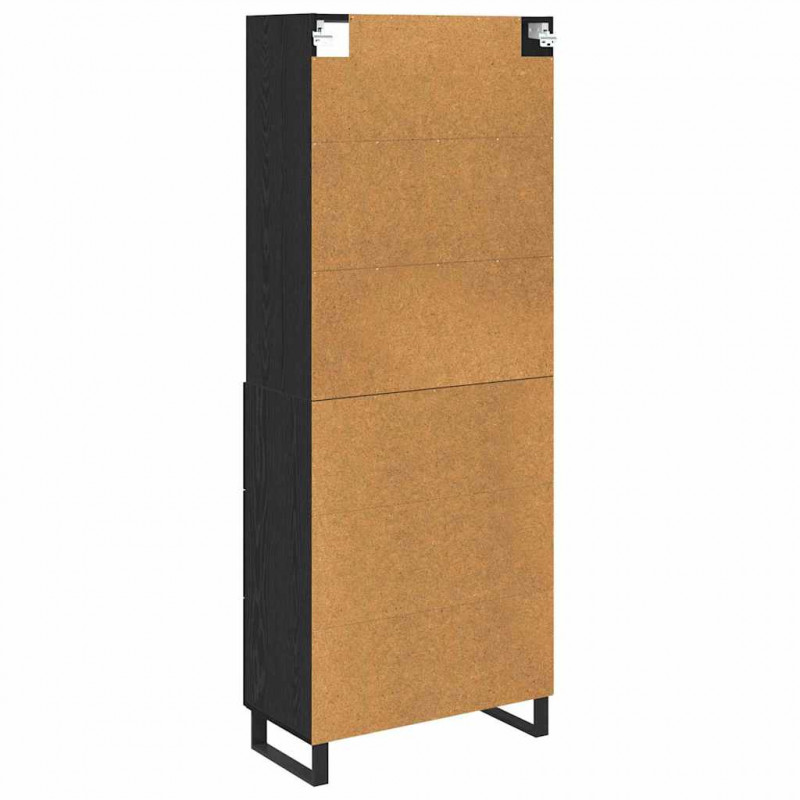 Highboard Czarny Dąb 69,5 x 34 x 180 cm Materiał drewnopochodny
