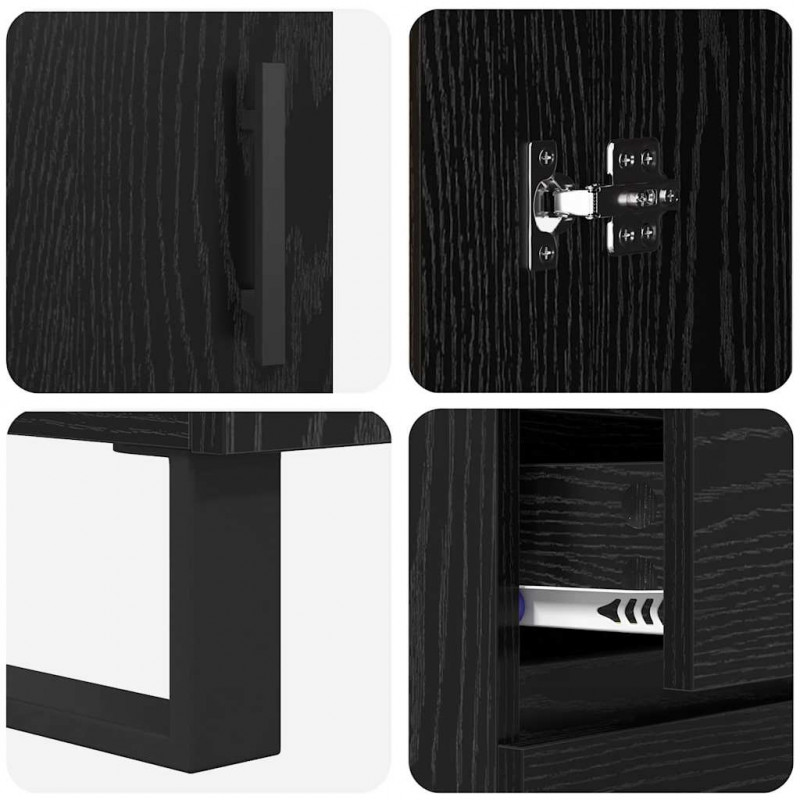 Highboard Czarny Dąb 69,5 x 34 x 180 cm Materiał drewnopochodny