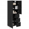 Highboard 2 pcs Czarny Dąb Drewno inżynieryjne i szkło