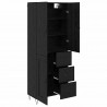 Highboard 2 pcs Czarny Dąb Drewno inżynieryjne i szkło