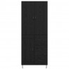 Highboard 2 pcs Czarny Dąb Drewno inżynieryjne i szkło